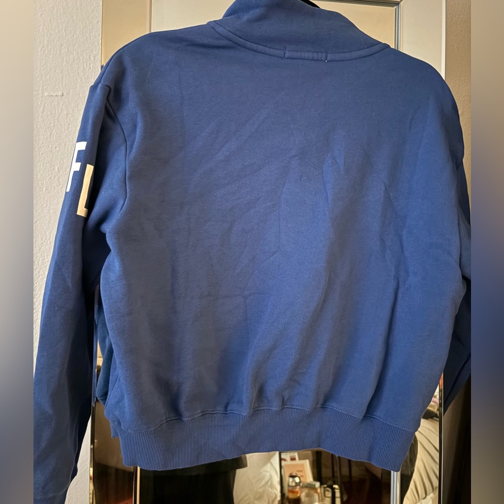 Women's NFL WEAR by Erin Andrews Dark Blue Quarter-Zip Jacket - Picture 7 of 8